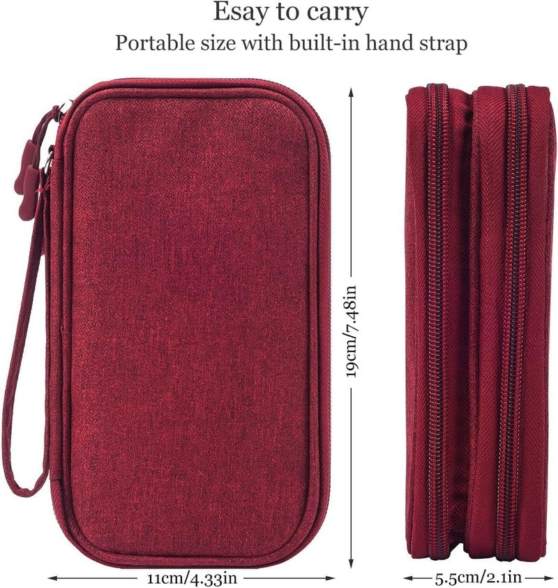 CAOODKDK Electronics Accessories Organizer Pouch Bag, Travel Universal Organizer for Cable, Charger, Phone, SD Card, Business Travel Gadget Bag (Wine Red) - Image 2